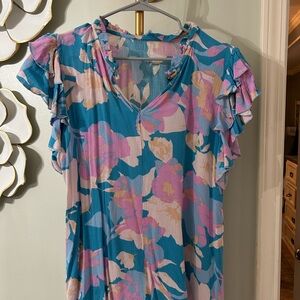 Floral Ruffle Sleeve Top